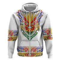 Haiti Flag Traditional Dashiki Hoodie White Color LT03 Zip Hoodie White - Polynesian Pride