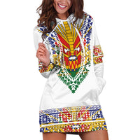 Haiti Flag Traditional Dashiki Hoodie Dress White Color - Polynesian Pride