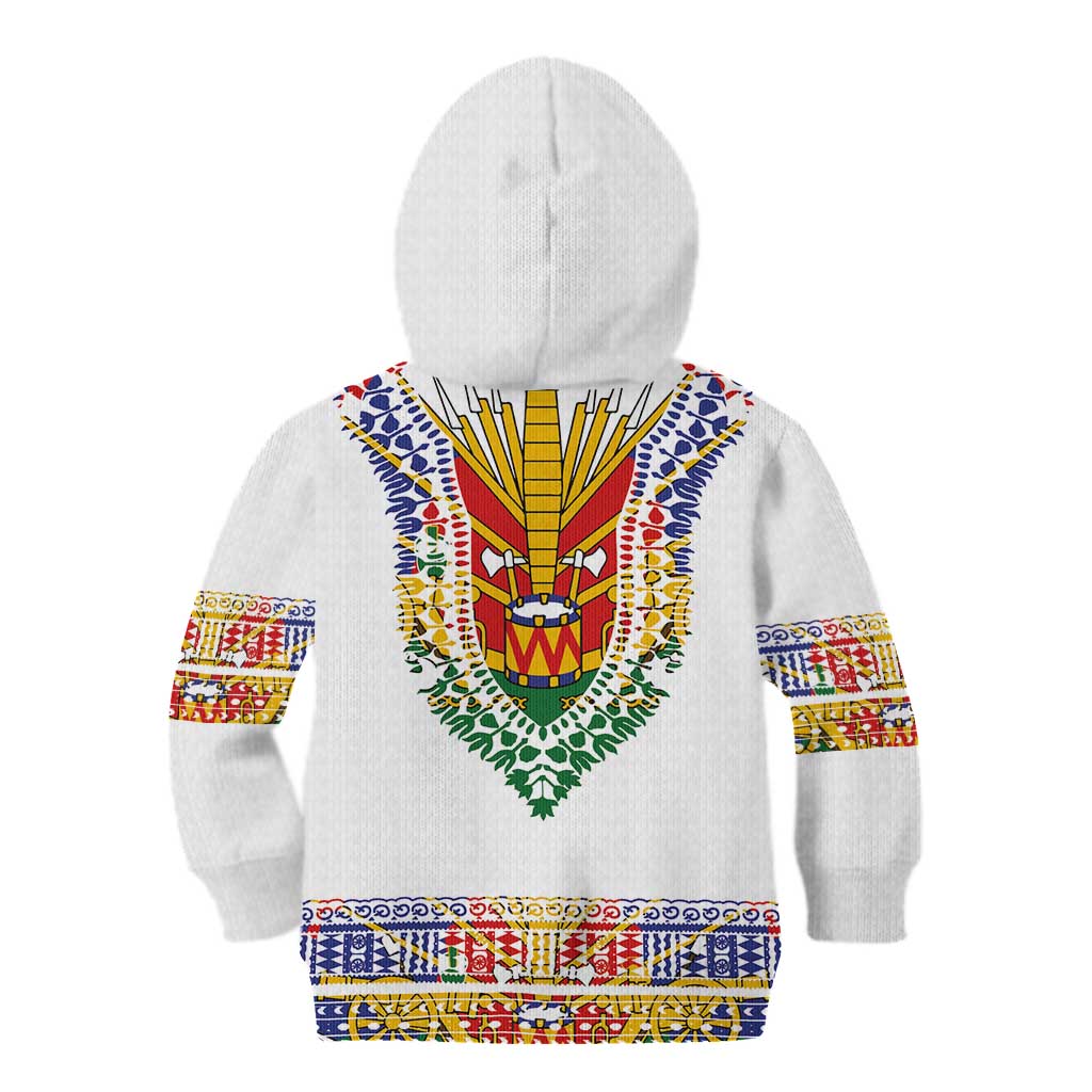 Haiti Flag Traditional Dashiki Kid Hoodie White Color LT03 - Polynesian Pride