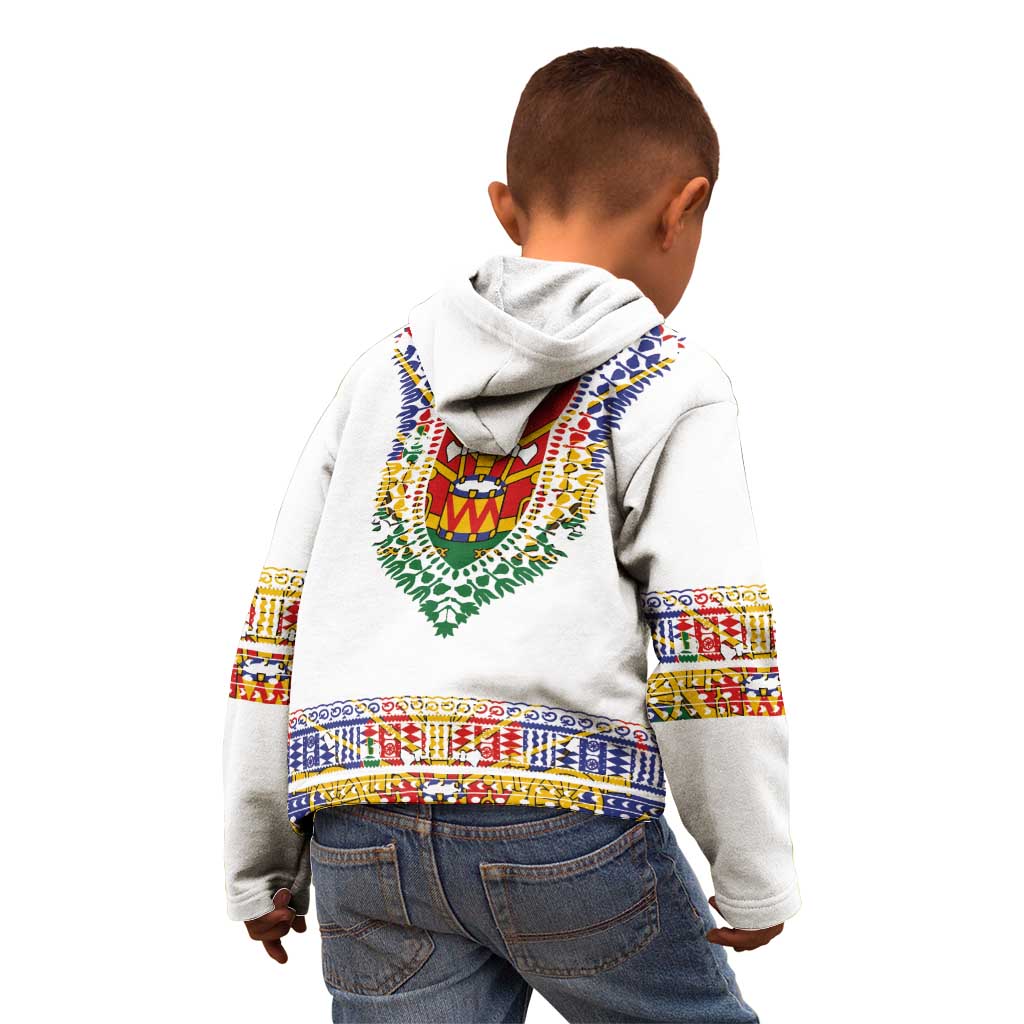 Haiti Flag Traditional Dashiki Kid Hoodie White Color LT03 - Polynesian Pride