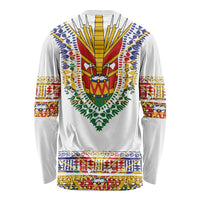 Haiti Flag Traditional Dashiki Long Sleeve Shirt White Color LT03 - Polynesian Pride