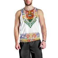 Haiti Flag Traditional Dashiki Men Tank Top White Color LT03 - Polynesian Pride