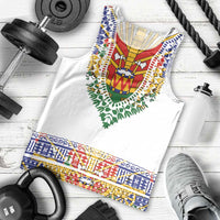 Haiti Flag Traditional Dashiki Men Tank Top White Color LT03 - Polynesian Pride