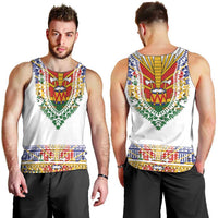 Haiti Flag Traditional Dashiki Men Tank Top White Color LT03 - Polynesian Pride