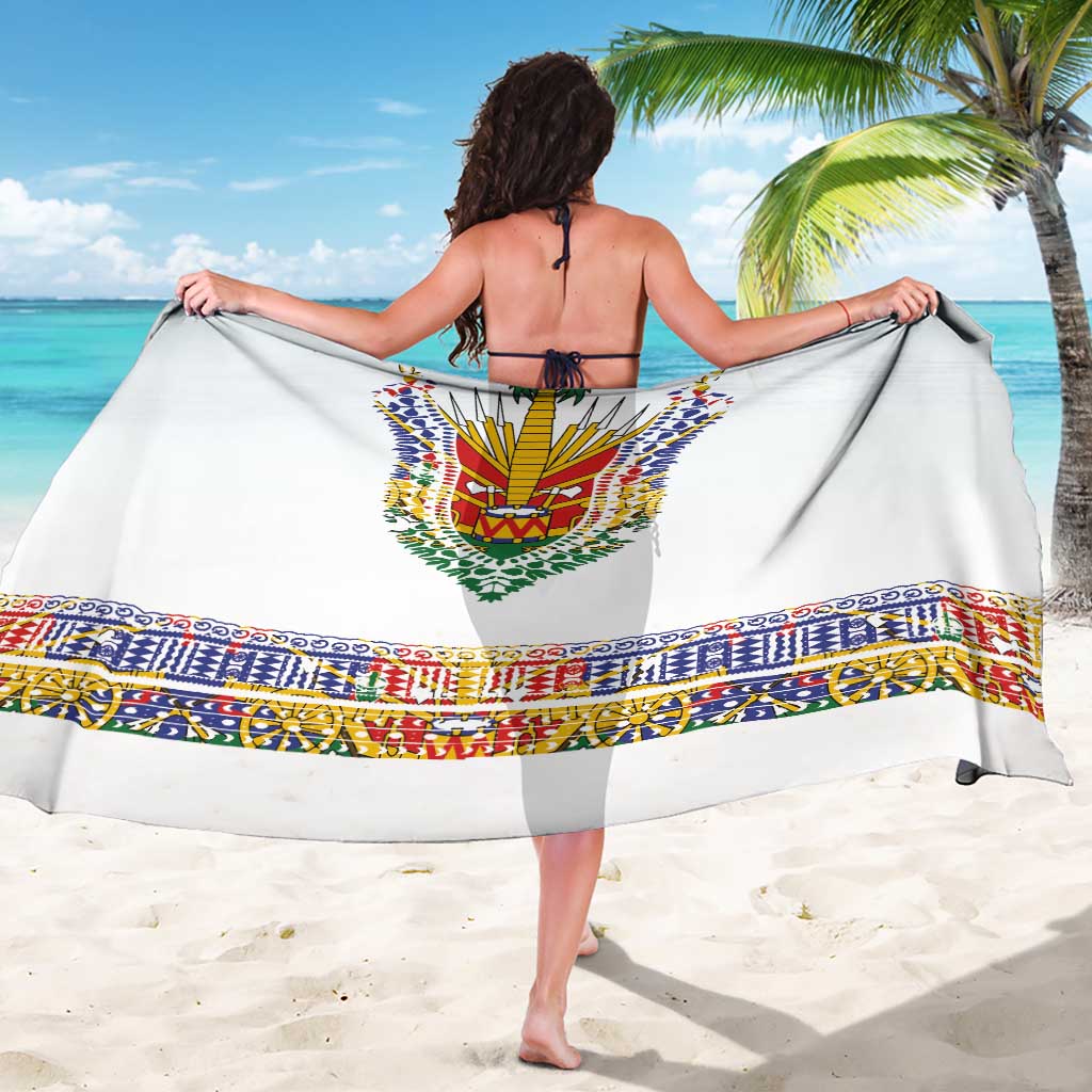Haiti Flag Traditional Dashiki Sarong White Color LT03 - Polynesian Pride
