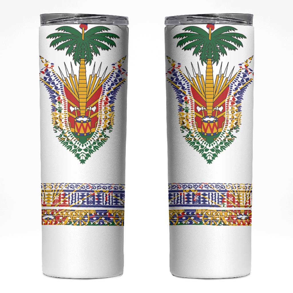 Haiti Flag Traditional Dashiki Skinny Tumbler White Color LT03 White - Polynesian Pride
