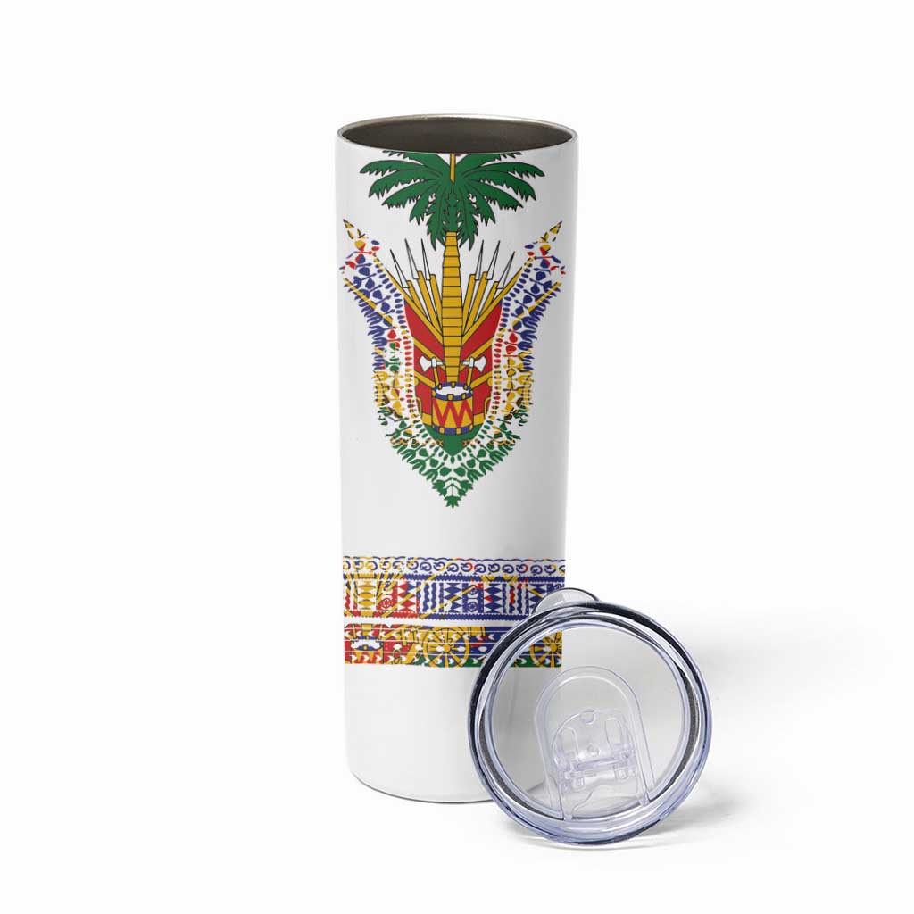 Haiti Flag Traditional Dashiki Skinny Tumbler White Color LT03 - Polynesian Pride