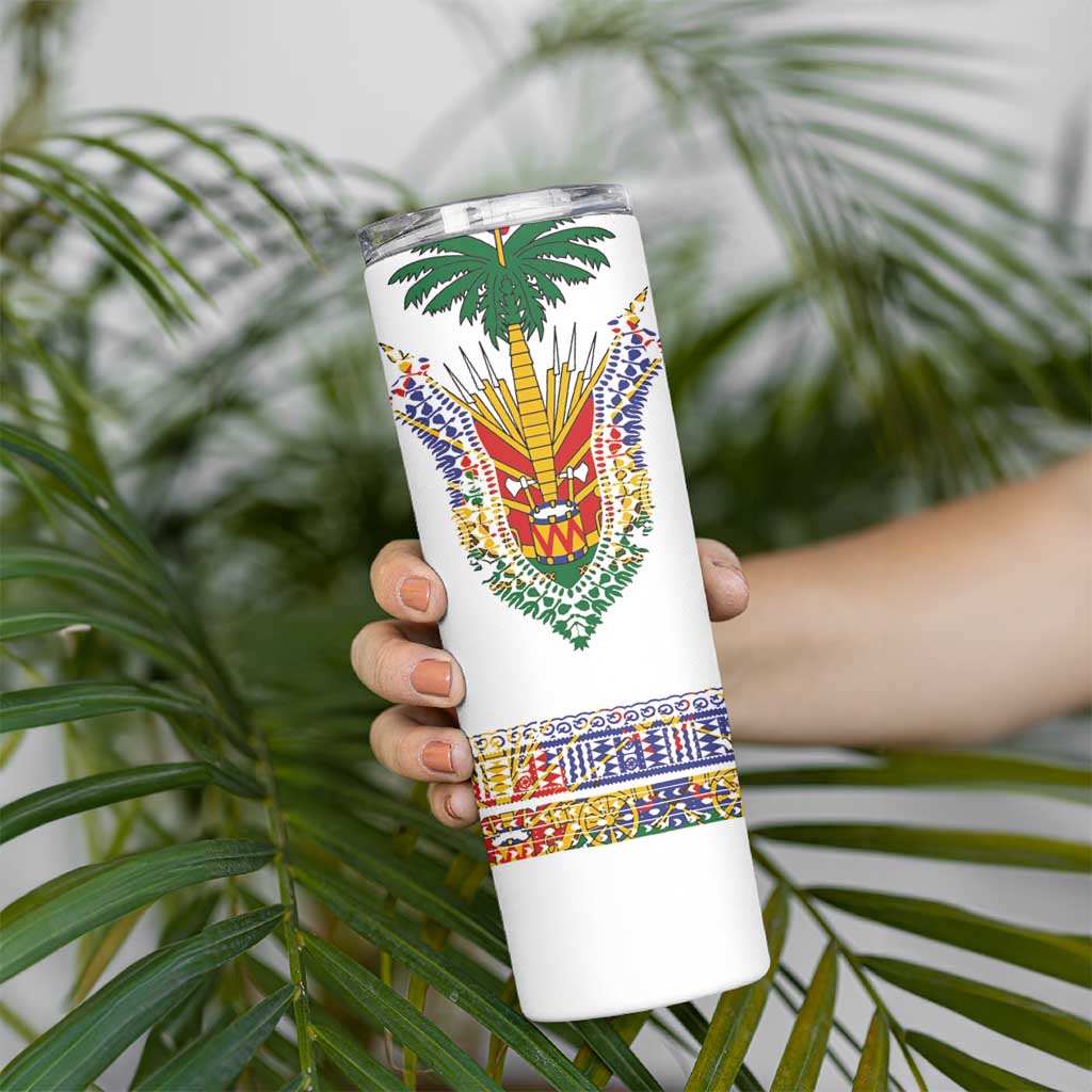 Haiti Flag Traditional Dashiki Skinny Tumbler White Color LT03 - Polynesian Pride
