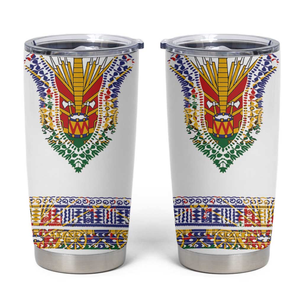 Haiti Flag Traditional Dashiki Tumbler Cup White Color LT03 White - Polynesian Pride