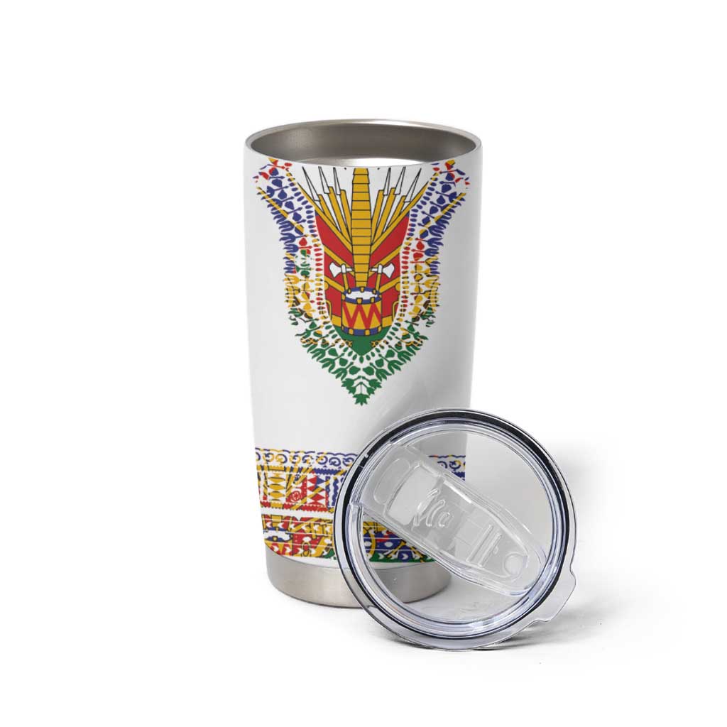 Haiti Flag Traditional Dashiki Tumbler Cup White Color LT03 - Polynesian Pride