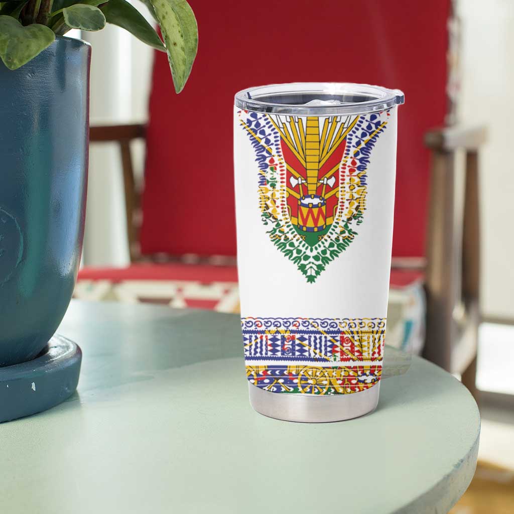 Haiti Flag Traditional Dashiki Tumbler Cup White Color LT03 - Polynesian Pride