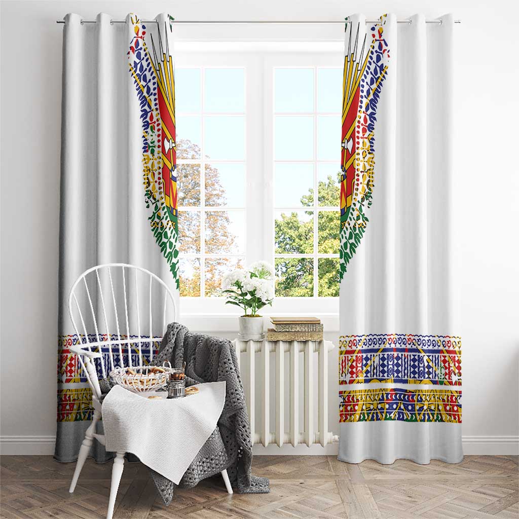 Haiti Flag Traditional Dashiki Window Curtain White Color - Polynesian Pride