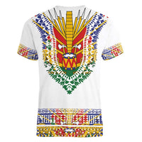 Haiti Flag Traditional Dashiki Women V-Neck T-Shirt White Color - Polynesian Pride