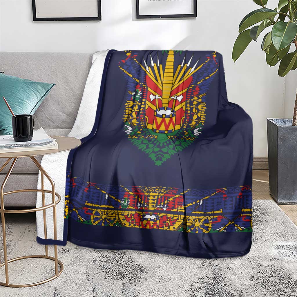 Haiti Flag Traditional Dashiki Blanket Black Color - Polynesian Pride