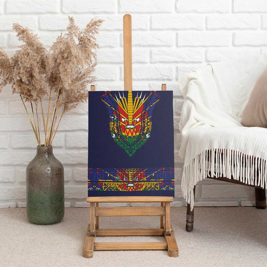 Haiti Flag Traditional Dashiki Canvas Wall Art Black Color - Polynesian Pride