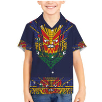 Haiti Flag Traditional Dashiki Family Matching Mermaid Dress and Hawaiian Shirt Black Color LT03 Son's Shirt Black - Polynesian Pride
