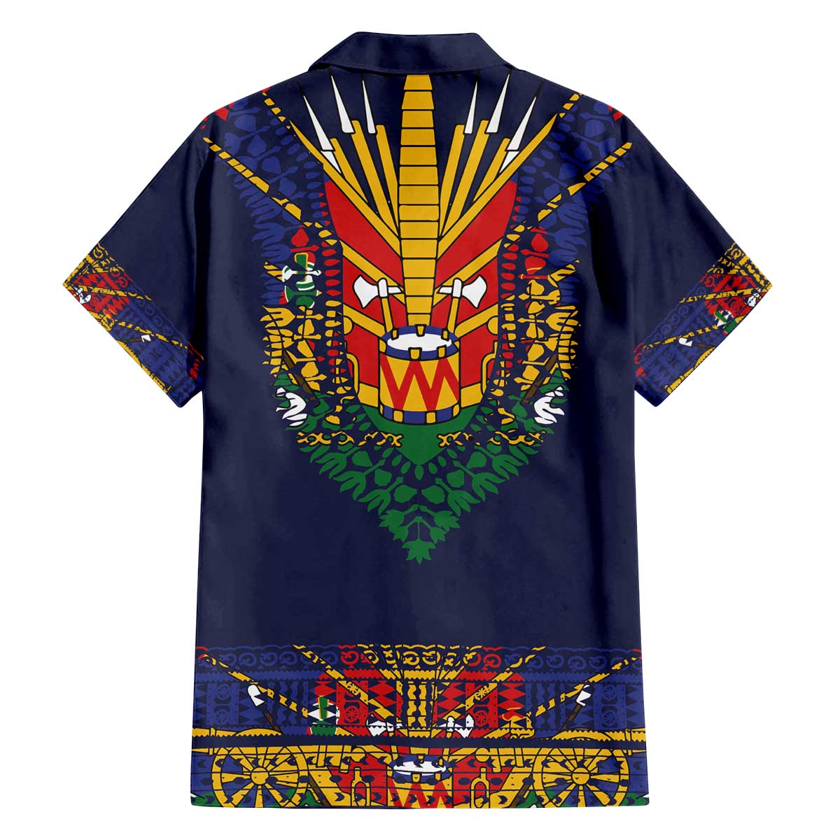 Haiti Flag Traditional Dashiki Family Matching Off The Shoulder Long Sleeve Dress and Hawaiian Shirt Black Color LT03 - Polynesian Pride