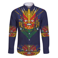 Haiti Flag Traditional Dashiki Family Matching Off The Shoulder Long Sleeve Dress and Hawaiian Shirt Black Color LT03 Dad's Shirt - Long Sleeve Black - Polynesian Pride