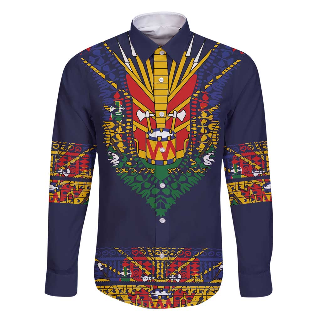 Haiti Flag Traditional Dashiki Family Matching Puletasi and Hawaiian Shirt Black Color - Polynesian Pride