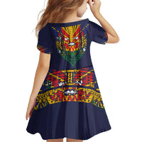 Haiti Flag Traditional Dashiki Family Matching Summer Maxi Dress and Hawaiian Shirt Black Color LT03 - Polynesian Pride