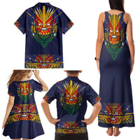 Haiti Flag Traditional Dashiki Family Matching Tank Maxi Dress and Hawaiian Shirt Black Color LT03 - Polynesian Pride
