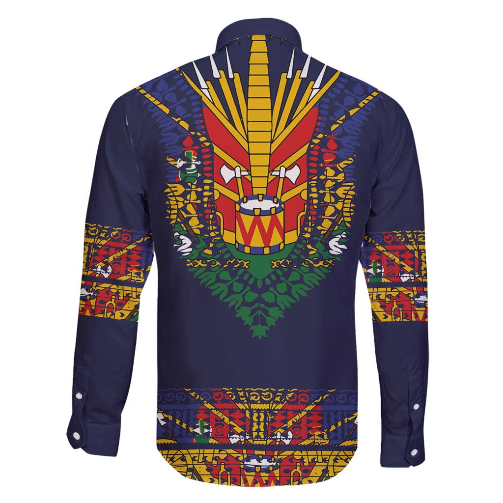 Haiti Flag Traditional Dashiki Family Matching Tank Maxi Dress and Hawaiian Shirt Black Color LT03 - Polynesian Pride