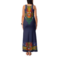 Haiti Flag Traditional Dashiki Family Matching Tank Maxi Dress and Hawaiian Shirt Black Color LT03 - Polynesian Pride