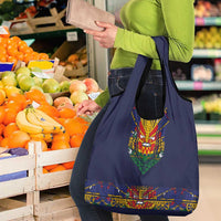 Haiti Flag Traditional Dashiki Grocery Bag Black Color - Polynesian Pride
