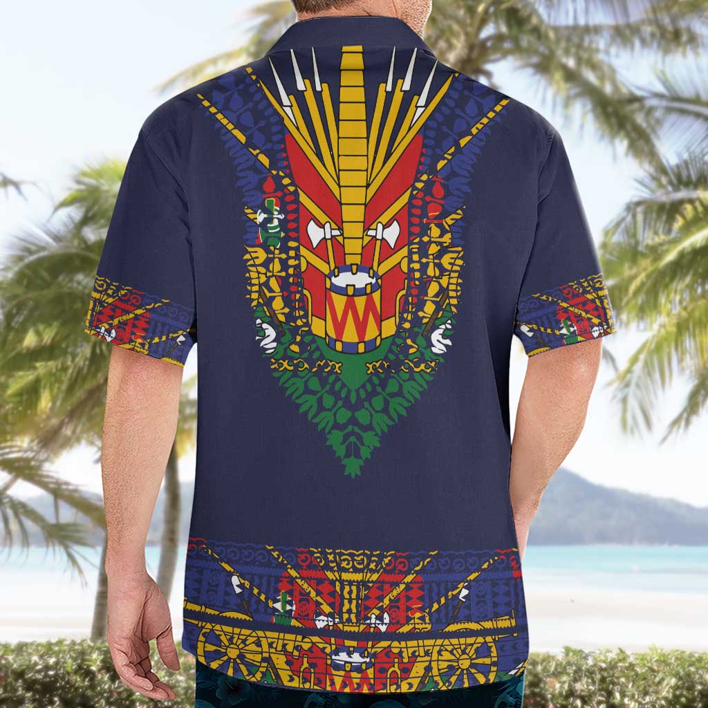 Haiti Flag Traditional Dashiki Hawaiian Shirt Black Color - Polynesian Pride