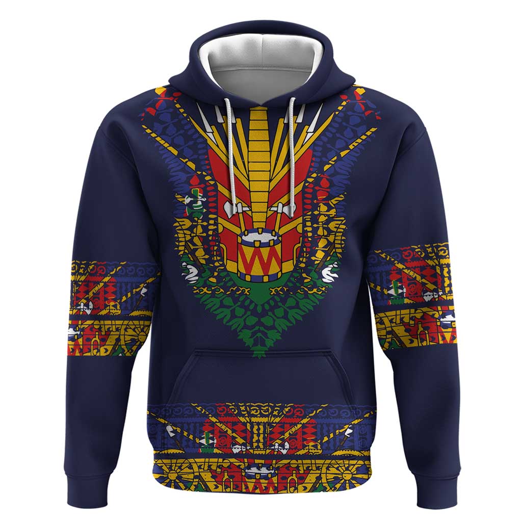 Haiti Flag Traditional Dashiki Hoodie Black Color LT03 Pullover Hoodie Black - Polynesian Pride