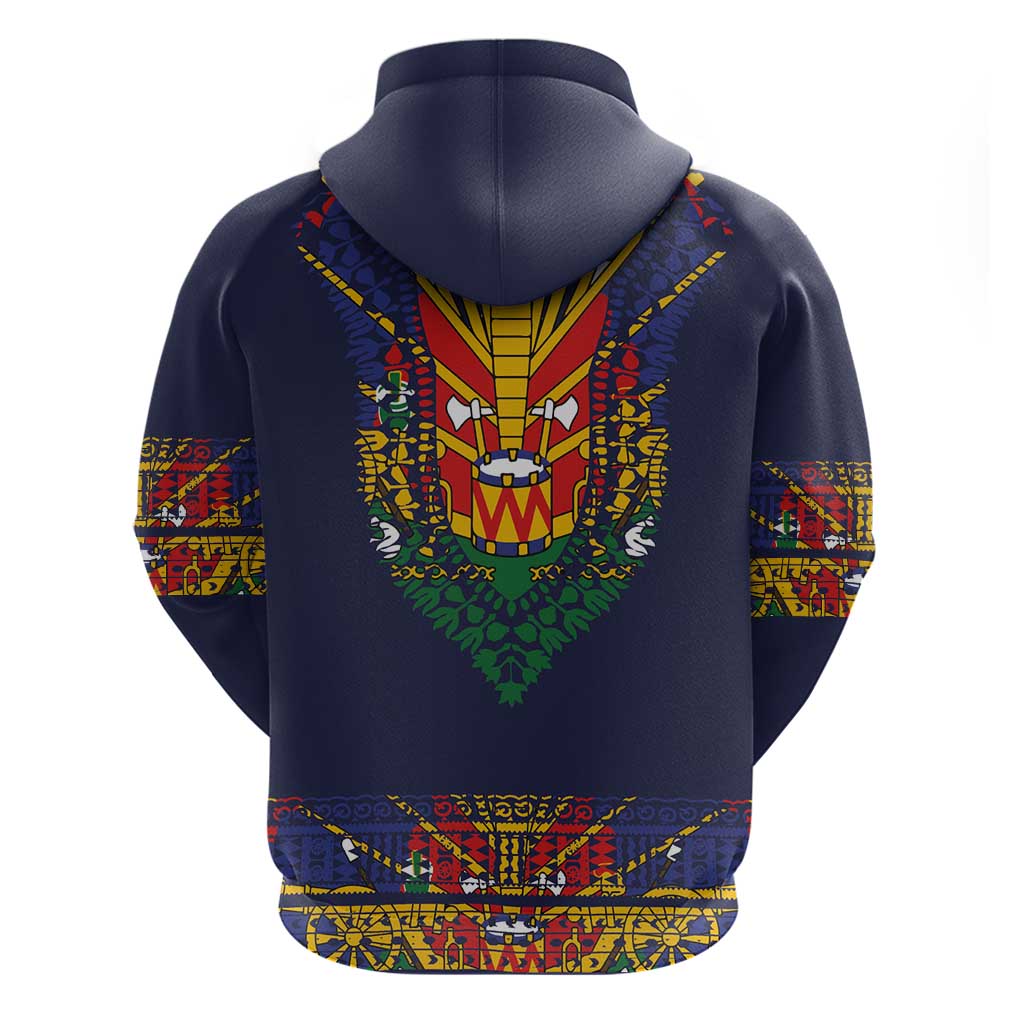 Haiti Flag Traditional Dashiki Hoodie Black Color LT03 - Polynesian Pride
