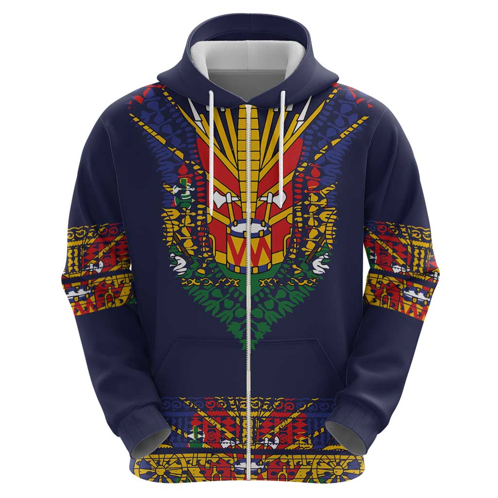 Haiti Flag Traditional Dashiki Hoodie Black Color LT03 - Polynesian Pride