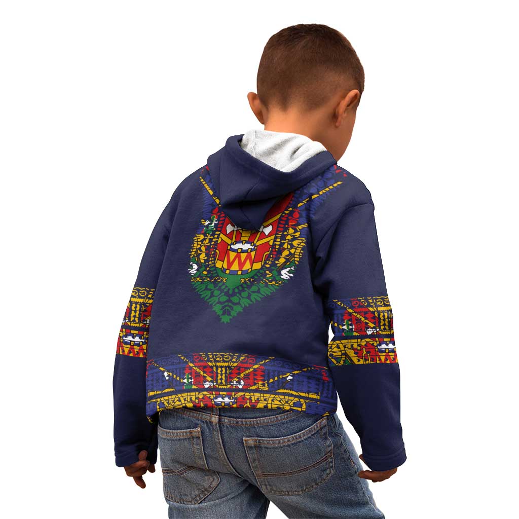 Haiti Flag Traditional Dashiki Kid Hoodie Black Color LT03 - Polynesian Pride