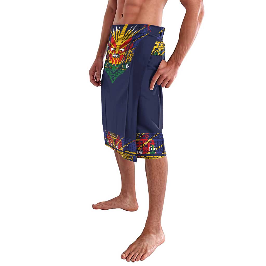 Haiti Flag Traditional Dashiki Lavalava Black Color - Polynesian Pride