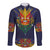 Haiti Flag Traditional Dashiki Long Sleeve Button Shirt Black Color - Polynesian Pride