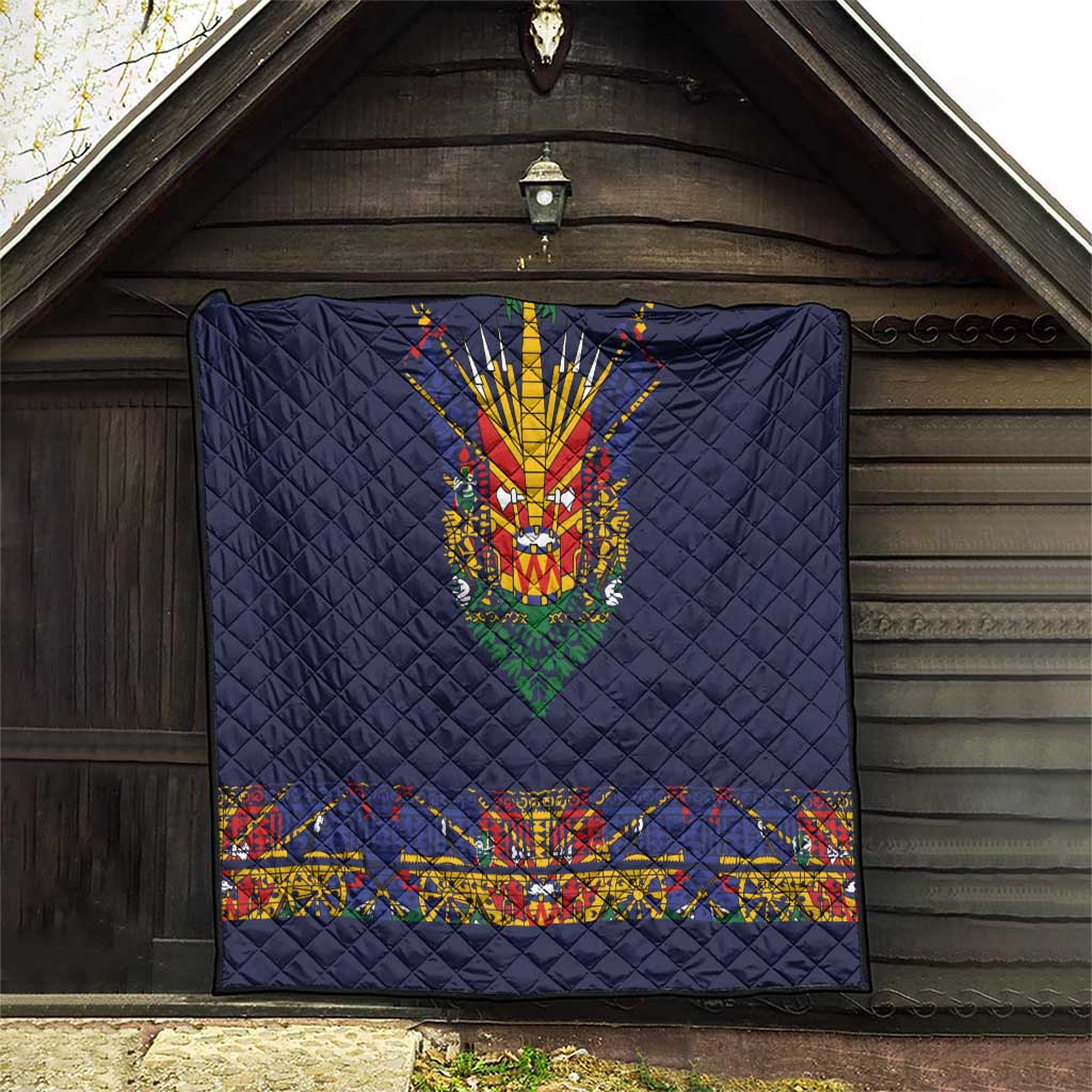 Haiti Flag Traditional Dashiki Quilt Black Color LT03 - Polynesian Pride