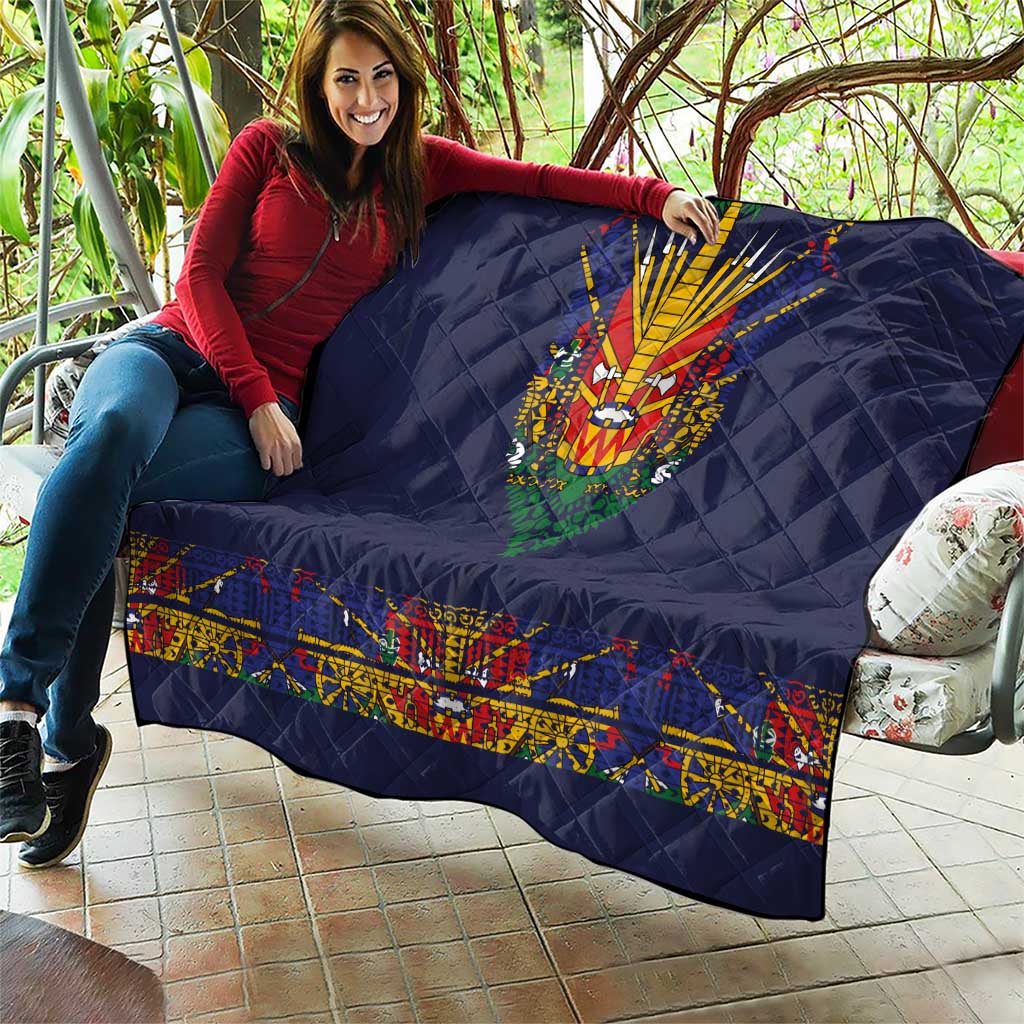 Haiti Flag Traditional Dashiki Quilt Black Color LT03 - Polynesian Pride