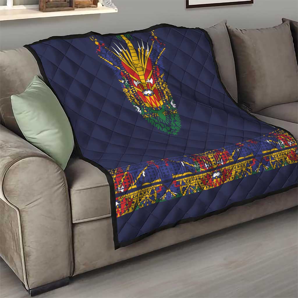 Haiti Flag Traditional Dashiki Quilt Black Color LT03 - Polynesian Pride