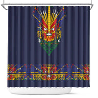 Haiti Flag Traditional Dashiki Shower Curtain Black Color LT03 Black - Polynesian Pride