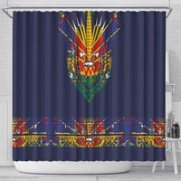 Haiti Flag Traditional Dashiki Shower Curtain Black Color LT03 - Polynesian Pride