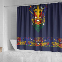 Haiti Flag Traditional Dashiki Shower Curtain Black Color LT03 - Polynesian Pride