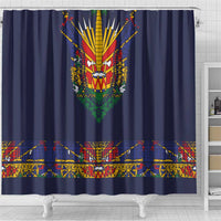 Haiti Flag Traditional Dashiki Shower Curtain Black Color LT03 - Polynesian Pride