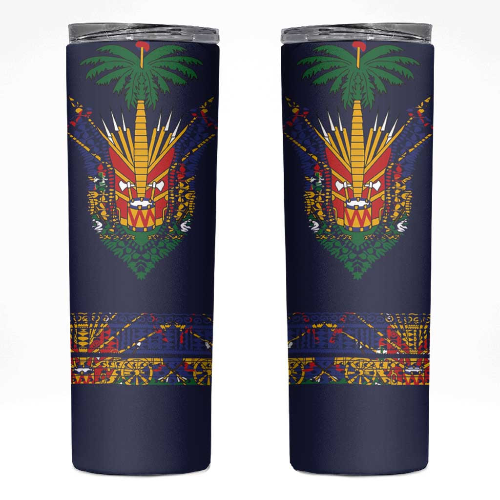 Haiti Flag Traditional Dashiki Skinny Tumbler Black Color LT03 Black - Polynesian Pride