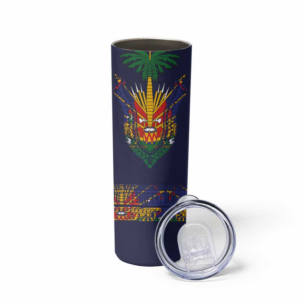 Haiti Flag Traditional Dashiki Skinny Tumbler Black Color LT03 - Polynesian Pride