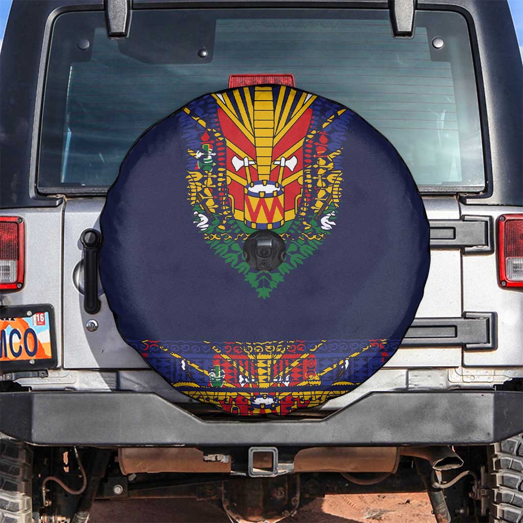 Haiti Flag Traditional Dashiki Spare Tire Cover Black Color LT03 Black - Polynesian Pride