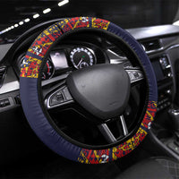 Haiti Flag Traditional Dashiki Steering Wheel Cover Black Color LT03 Universal Fit Black - Polynesian Pride