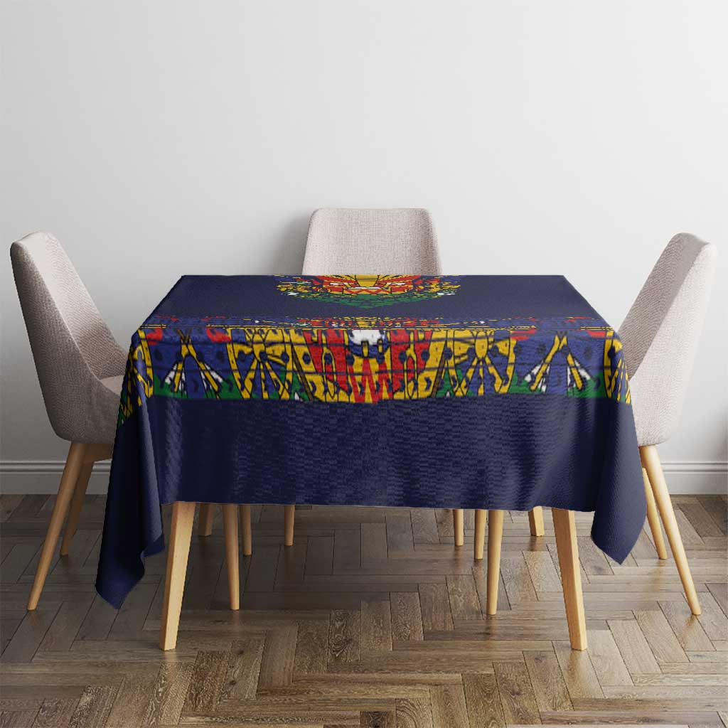 Haiti Flag Traditional Dashiki Tablecloth Black Color LT03 - Polynesian Pride