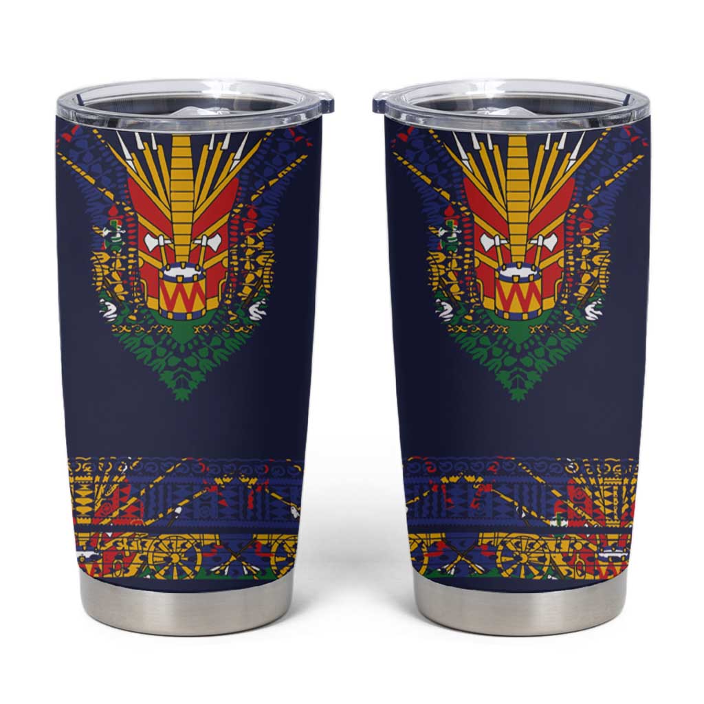Haiti Flag Traditional Dashiki Tumbler Cup Black Color LT03 Black - Polynesian Pride