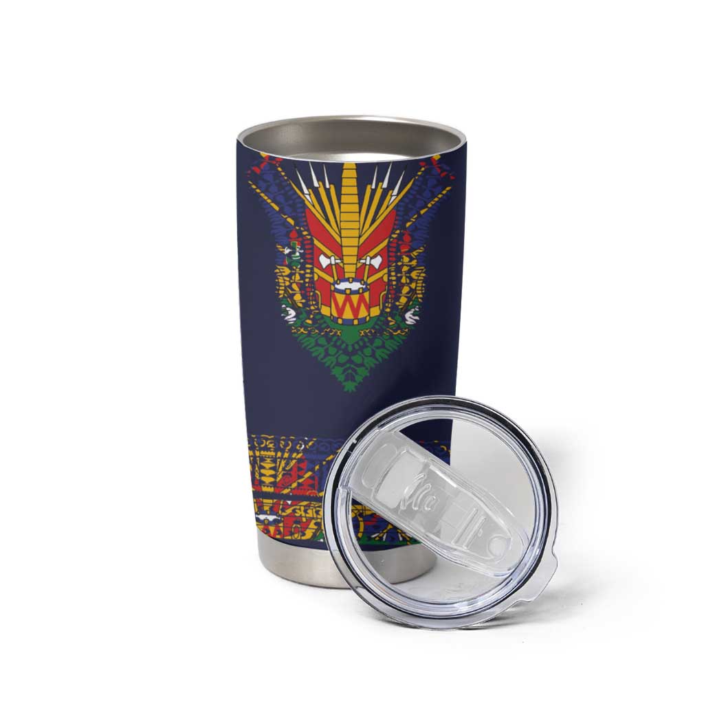 Haiti Flag Traditional Dashiki Tumbler Cup Black Color LT03 - Polynesian Pride