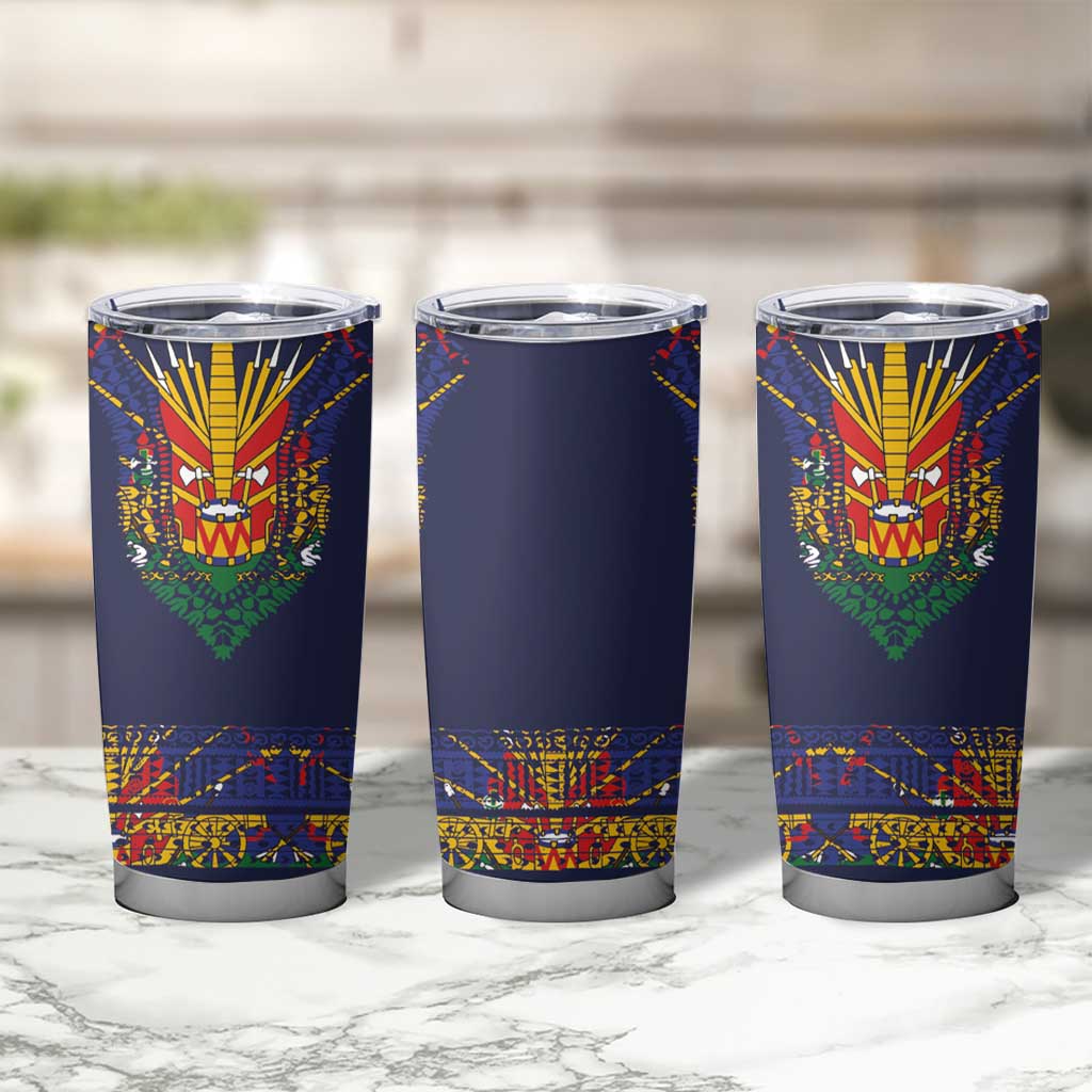 Haiti Flag Traditional Dashiki Tumbler Cup Black Color LT03 - Polynesian Pride